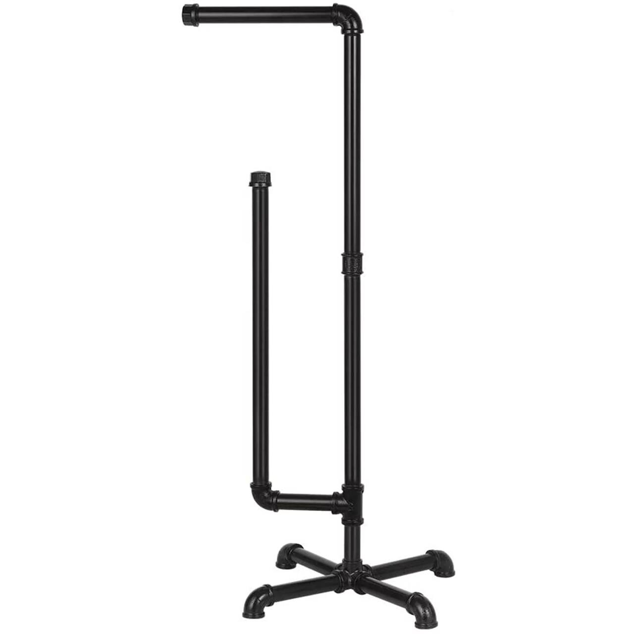 Black Freestanding Toilet Paper Cast Iron Pipe Stand